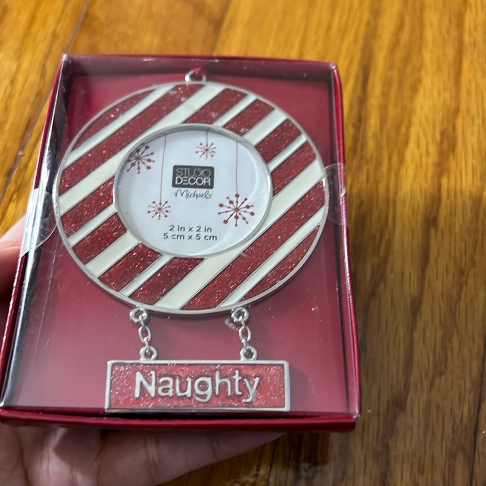 Studio Decor Christmas Naughty Candy Cane Ornament Frame
